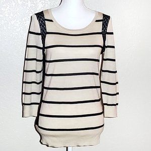 4/$20 Ann Taylor Striped Wool Blend Lace Sweater